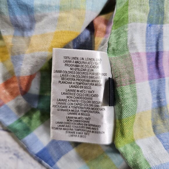 GANT Long Island Linen Regular Fit Button Shirt Preppy Rainbow Plaid MENS SZ XL - Picture 9 of 9